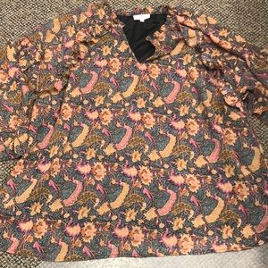 Entro Ruffle Sleeve Print Blouse Top 1X